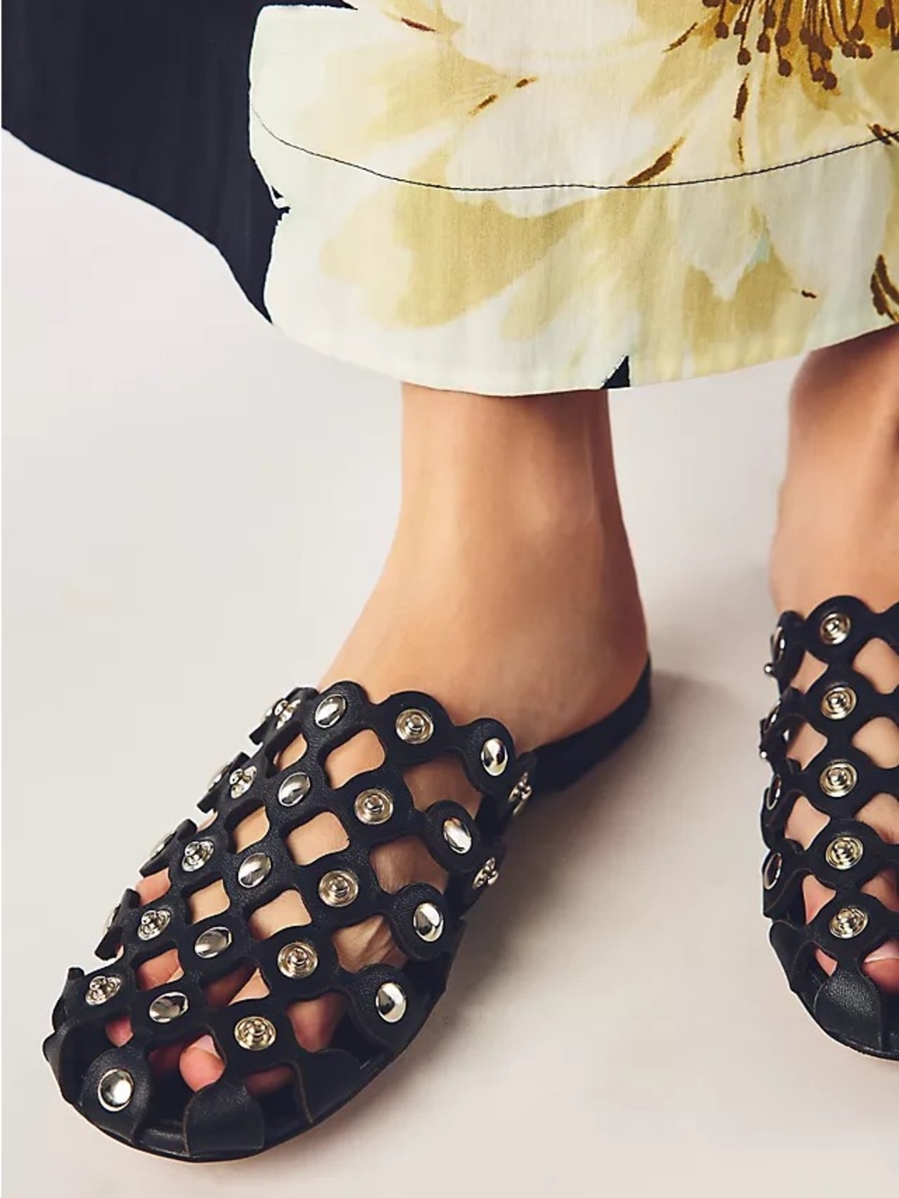 Anthropologie Bibi Lou Alexa grommet studded mules size 37